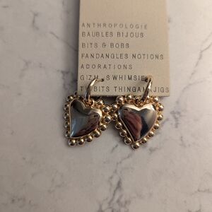 Anthropologie Gold-Plated Heart Earrings